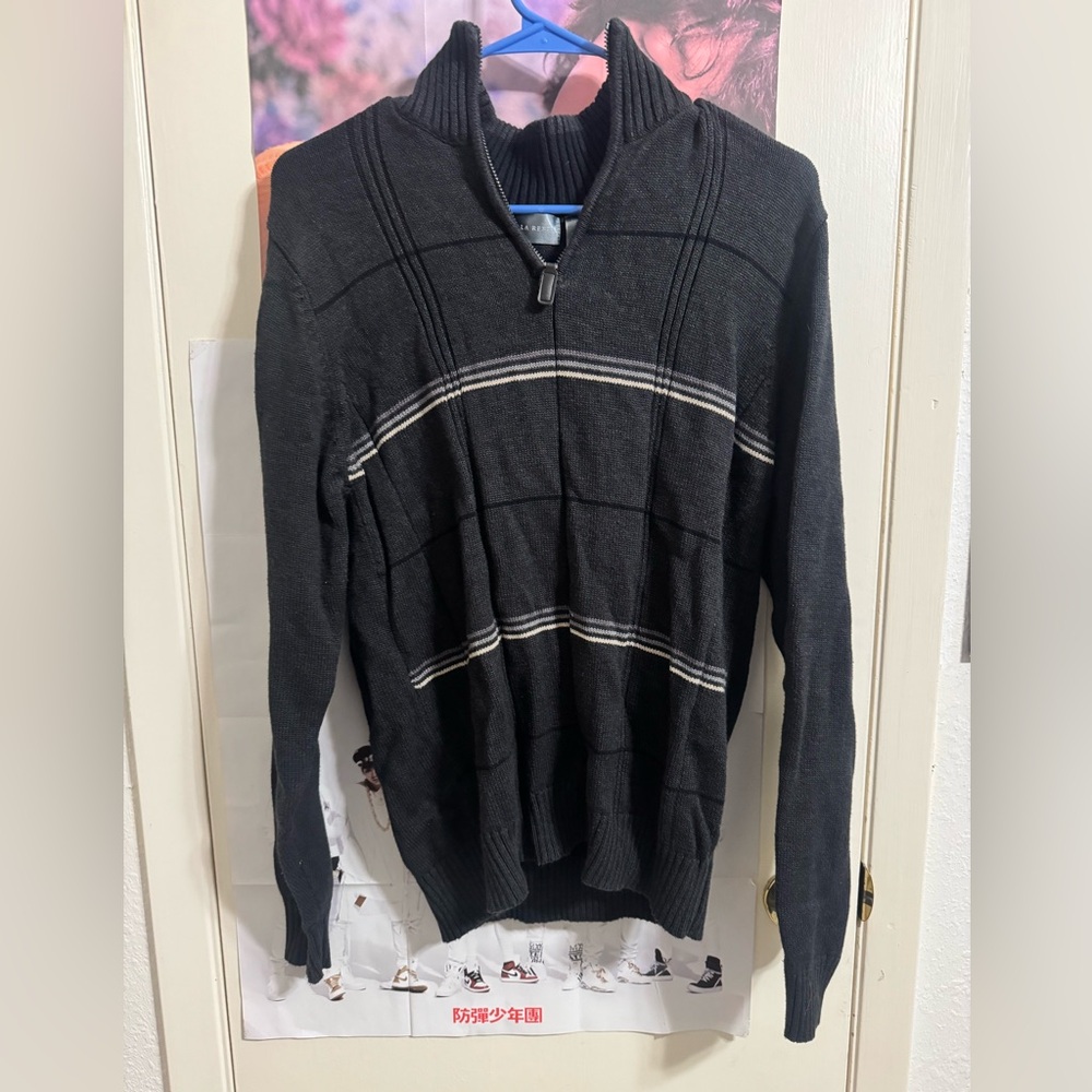 Oscar de la Renta Charcoal Zip-Up Sweater